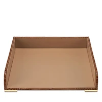 Classic Croc Embossed Leather Paper Tray in Chestnut