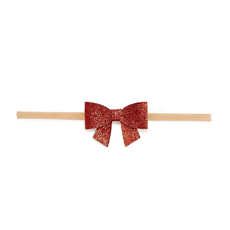Sweet Wink Girls' Red Glitter Christmas Bow Baby Headband - Baby