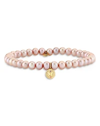 Sydney Evan Wicked x Sydney Evan 14K Yellow Gold Glinda Butterfly Charm Pink Freshwater Pearl Bracelet