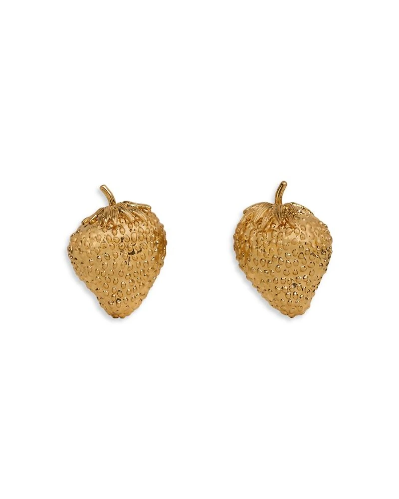 Textured Strawberry Large Statement Earrings