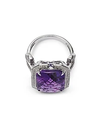 14K White Gold Amethyst & Diamond Ring
