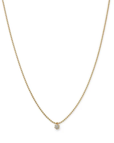 14K Yellow Gold Diamond Solitaire Necklace, 16"