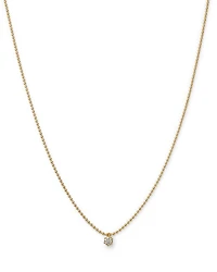 14K Yellow Gold Diamond Solitaire Necklace, 16"