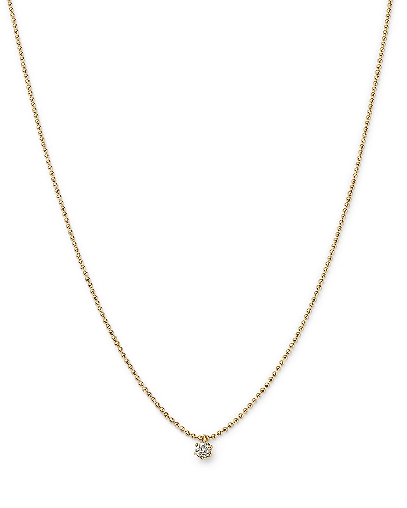 Zoe Chicco 14K Yellow Gold Diamond Solitaire Necklace, 16