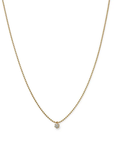 Zoe Chicco 14K Yellow Gold Diamond Solitaire Necklace, 16