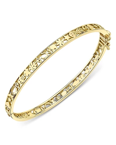 Sydney Evan 14K Yellow Gold Diamond Open Icon Hinge Bangle Bracelet