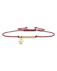 Sydney Evan 14K Yellow Gold Diamond Hamsa Charm Red Cord Bracelet