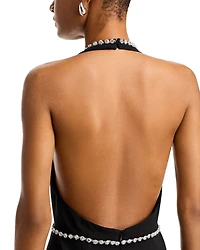 Phoebe Crepe Embellished Plunge Neck Mini Dress - Exclusive
