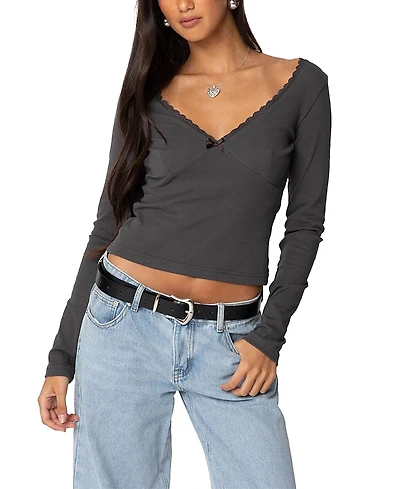 Edikted Adrienne Lace Trim Top