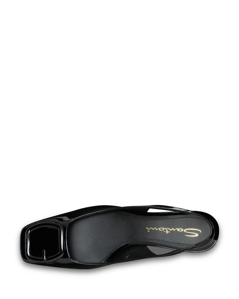 Women's Patent Leather Mid-Heel Slingback Pumps