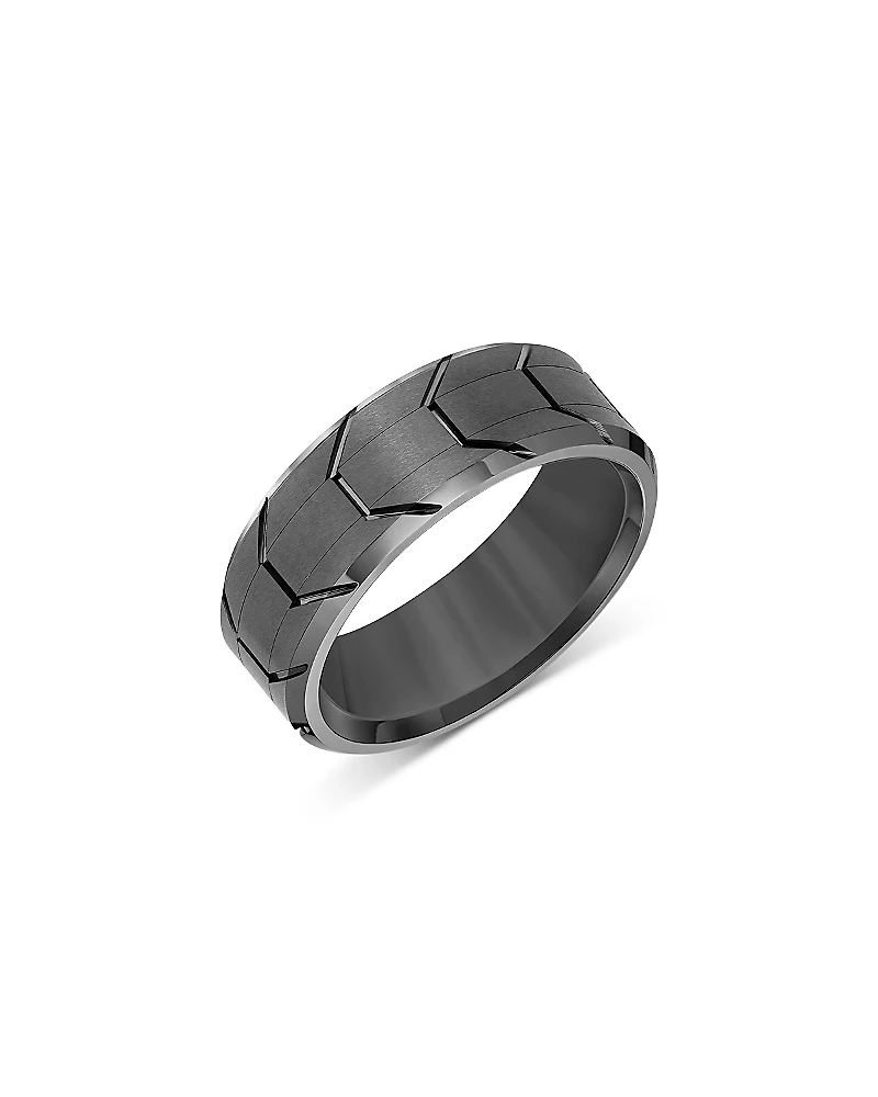 Bloomingdale's Fine Collection Men's Bevel Edge Tire Tread Texture Band