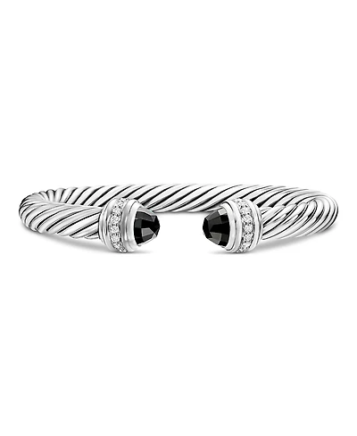 David Yurman Cable Bracelet with Black Onyx & Diamonds