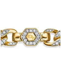 Curb Chain Bracelet in 18K Yellow Gold with Diamonds, 7mm