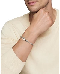 Men's Sterling Silver Waves Black Diamond Pavé Dagger Bracelet