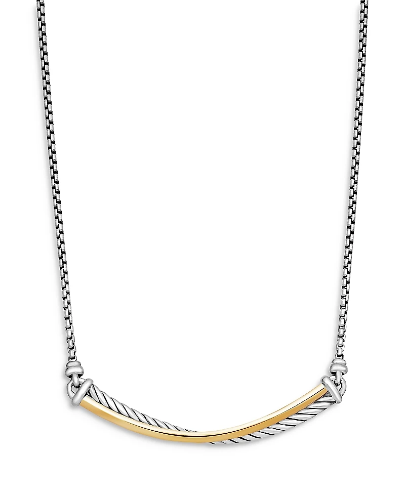 David Yurman Crossover Bar Necklace with 18K Yellow Gold
