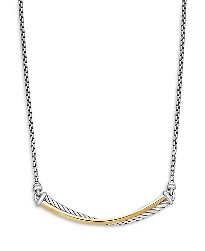 David Yurman Crossover Bar Necklace with 18K Yellow Gold