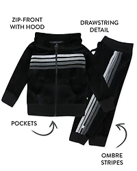 Unisex Cozy Velour Zip Front Hoodie & Sweatpants Set - Baby