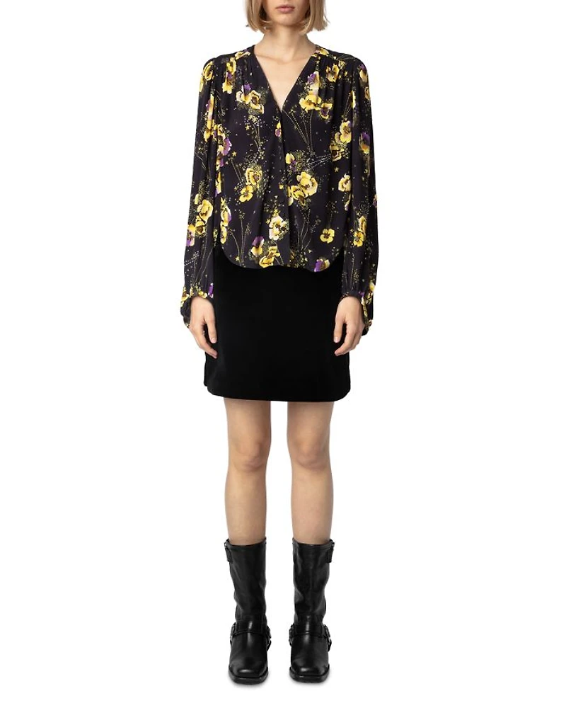 Turin Crepe Yoko Strass Noir Button Up Shirt