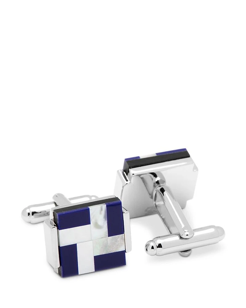 Mother of Pearl and Lapis Blue Windmill Square Cufflinks