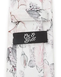 Painted Floral Gray Silk Tie