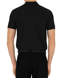 Eddie Cotton Piqué Equestrian Knight Embroidered Slim Fit Check Placket Polo Shirt