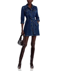 Clea Button Front Denim Mini Dress