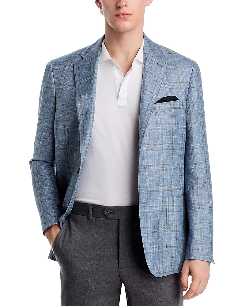 Vince Loro Piana Wool, Silk & Linen Fabric Slim Fit Unstructured Sport Coat
