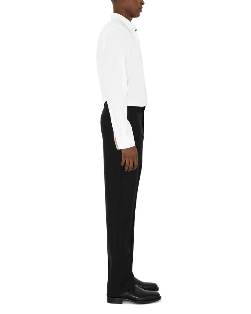 Sherfield Cotton Stretch Equestrian Knight Embroidered Check Trimmed Slim Fit Button Down Shirt