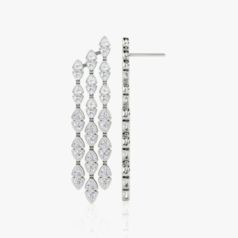 Trillion Cascade Earrings 14K White Gold, 9.64ctw Lab Grown Diamonds