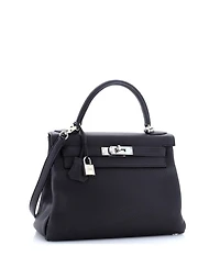 Kelly Handbag Black Togo with Palladium Hardware