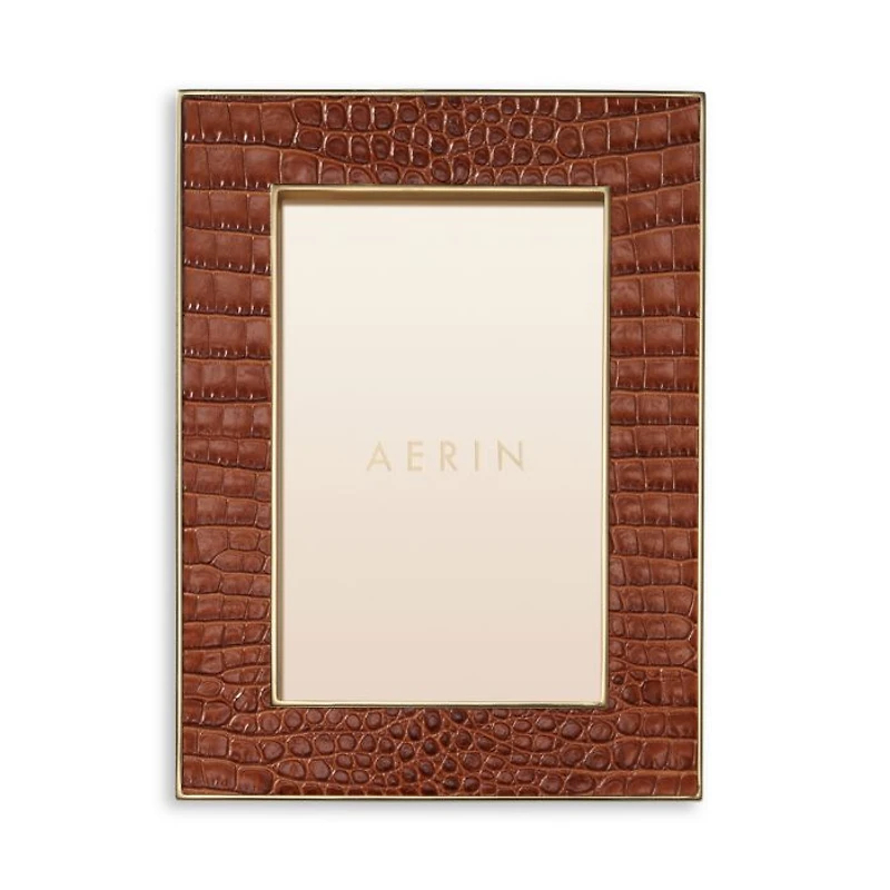 AERIN Classic Croc Leather Frame, Chestnut, 4" x 6"