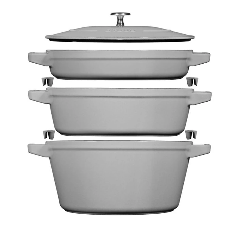 4 Pc Stackable Enameled Cast Iron Set