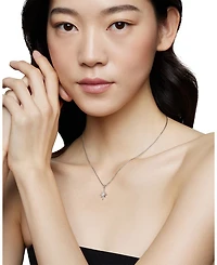 Sterling Silver Cable Collectibles® North Star Pendant Necklace with Diamonds, 17"