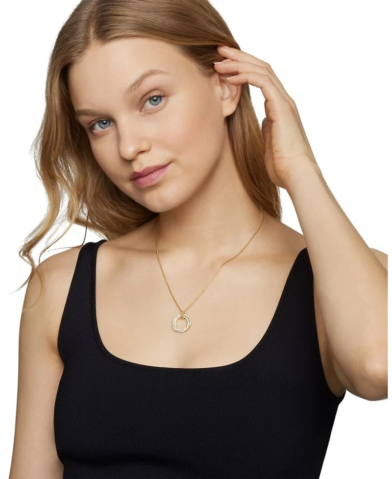 Pavé Crossover Pendant Necklace in 18K Yellow Gold with Diamonds, 21mm