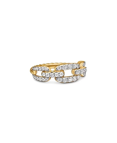 18K Yellow Gold Stax Chain Link Ring with Diamonds