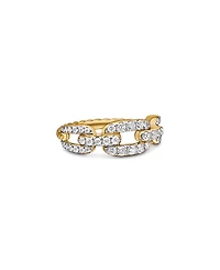 18K Yellow Gold Stax Chain Link Ring with Diamonds