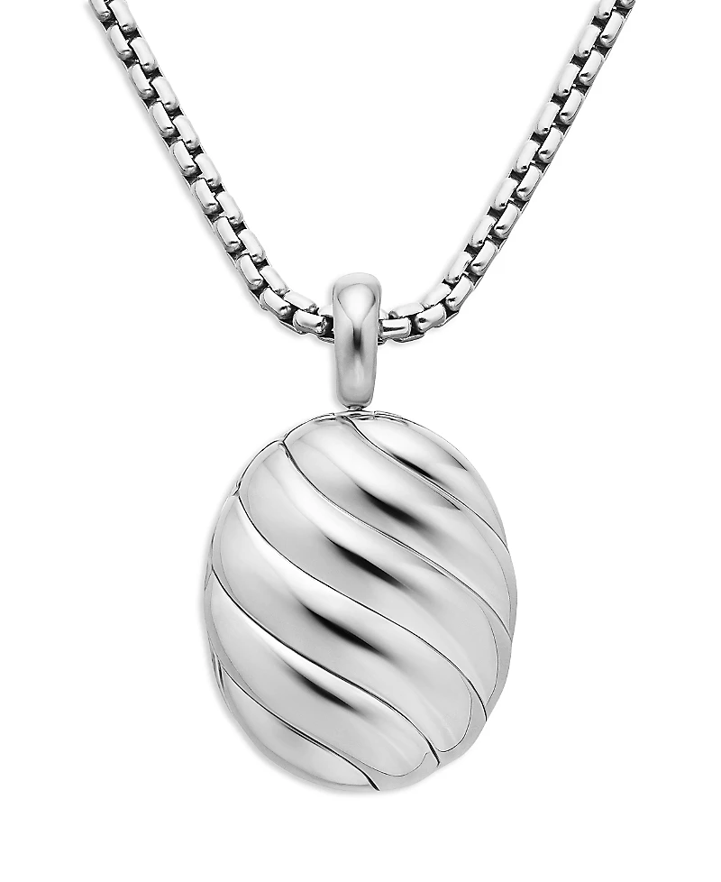 David Yurman Sterling Silver Amulets Sculptured Oval Locket Amulet Pendant