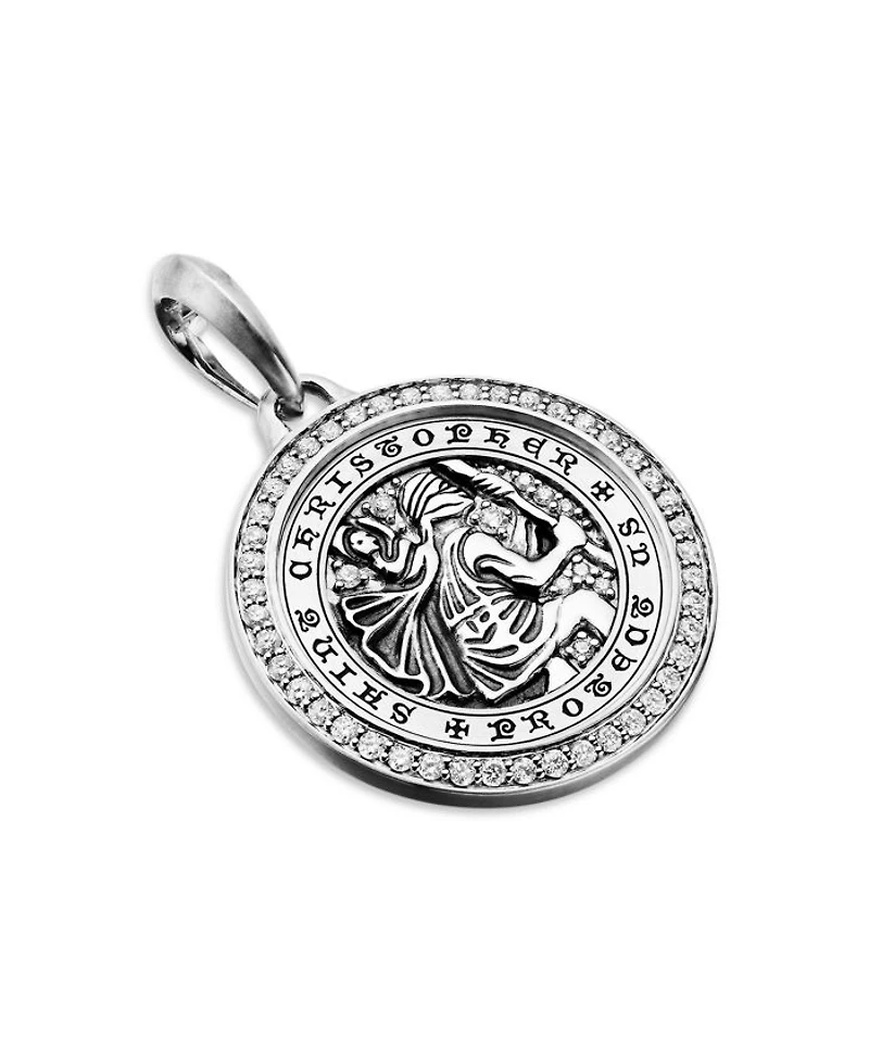 Sterling Silver Diamond St. Christopher Medallion Amulets