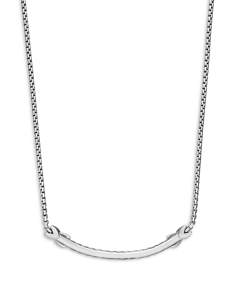 Sterling Silver Petite X Diamond Bar Pendant Necklace, 15"