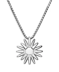 Starburst Pendant Necklace in Sterling Silver with Pavé Diamonds, 17-18"