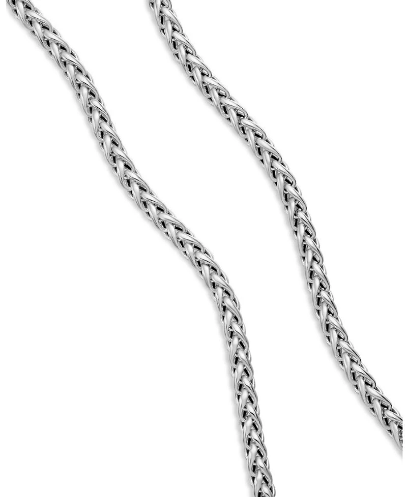 Men's Sterling Silver Wheat Chain Necklace 24", 4mm