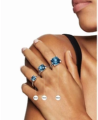 Sterling Silver Châtelaine Ring with Gemstones & Diamonds, 11mm