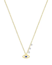 Meira T Diamond & Blue Sapphire Two Tone Gold Evil Eye Necklace, 18