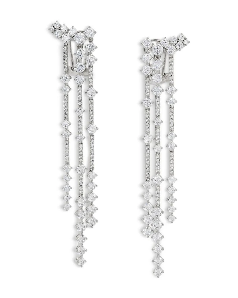 Cassi Cubic Zirconia Fringe Cluster Statement Earrings