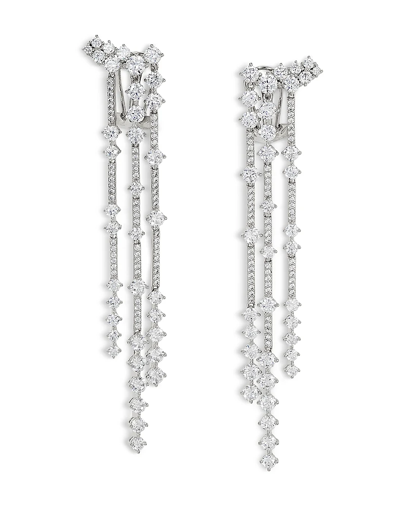 Nadri Cassi Cubic Zirconia Fringe Cluster Statement Earrings