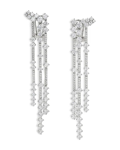 Nadri Cassi Cubic Zirconia Fringe Cluster Statement Earrings