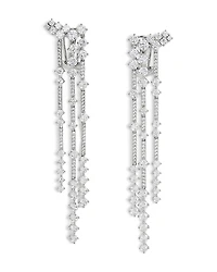 Nadri Cassi Cubic Zirconia Fringe Cluster Statement Earrings