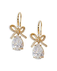 Macaron Cubic Zirconia Pear Bow Drop Earrings