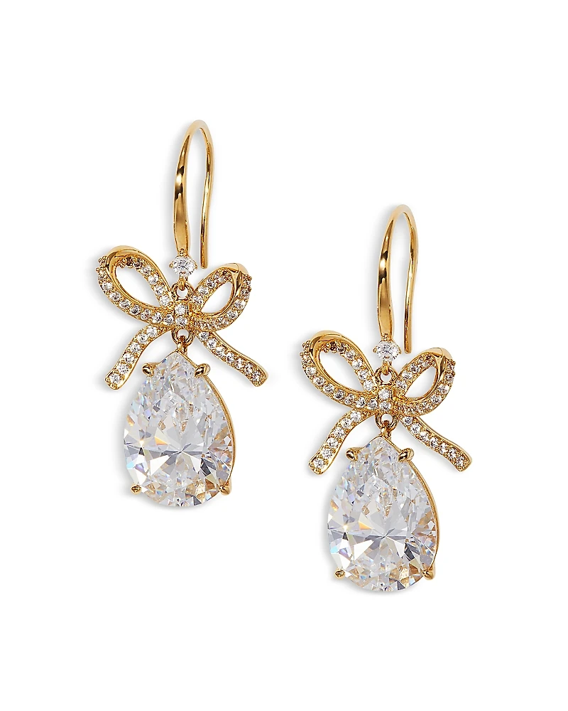 Nadri Macaron Cubic Zirconia Pear Bow Drop Earrings