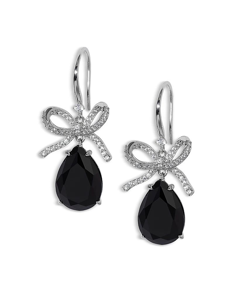 Nadri Macaron Cubic Zirconia Pear Bow Drop Earrings